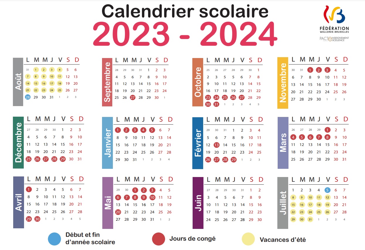 calendrier scolaires 2023-24